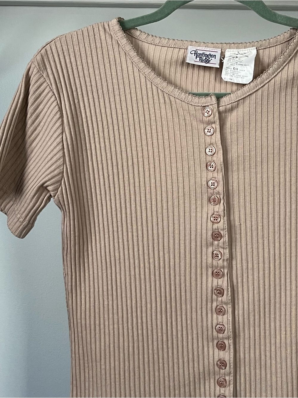Vintage Huntington Ridge Ribbed Button-Front Tee Size S - Picture 7 of 10